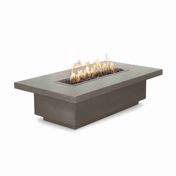 The Outdoor Plus 60 Rectangular Fremont Fire Table, Powder Coated Metal, Spark Ignition w/Flame Sense, Liq. Propane OPT-FRMPC6024FSEN-SLV-LP